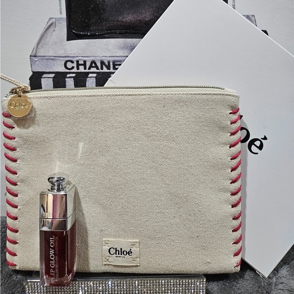 VIP Chloe Cosmetic Bag & Dior Lip Glow Oil In 062 Bronzed Glow